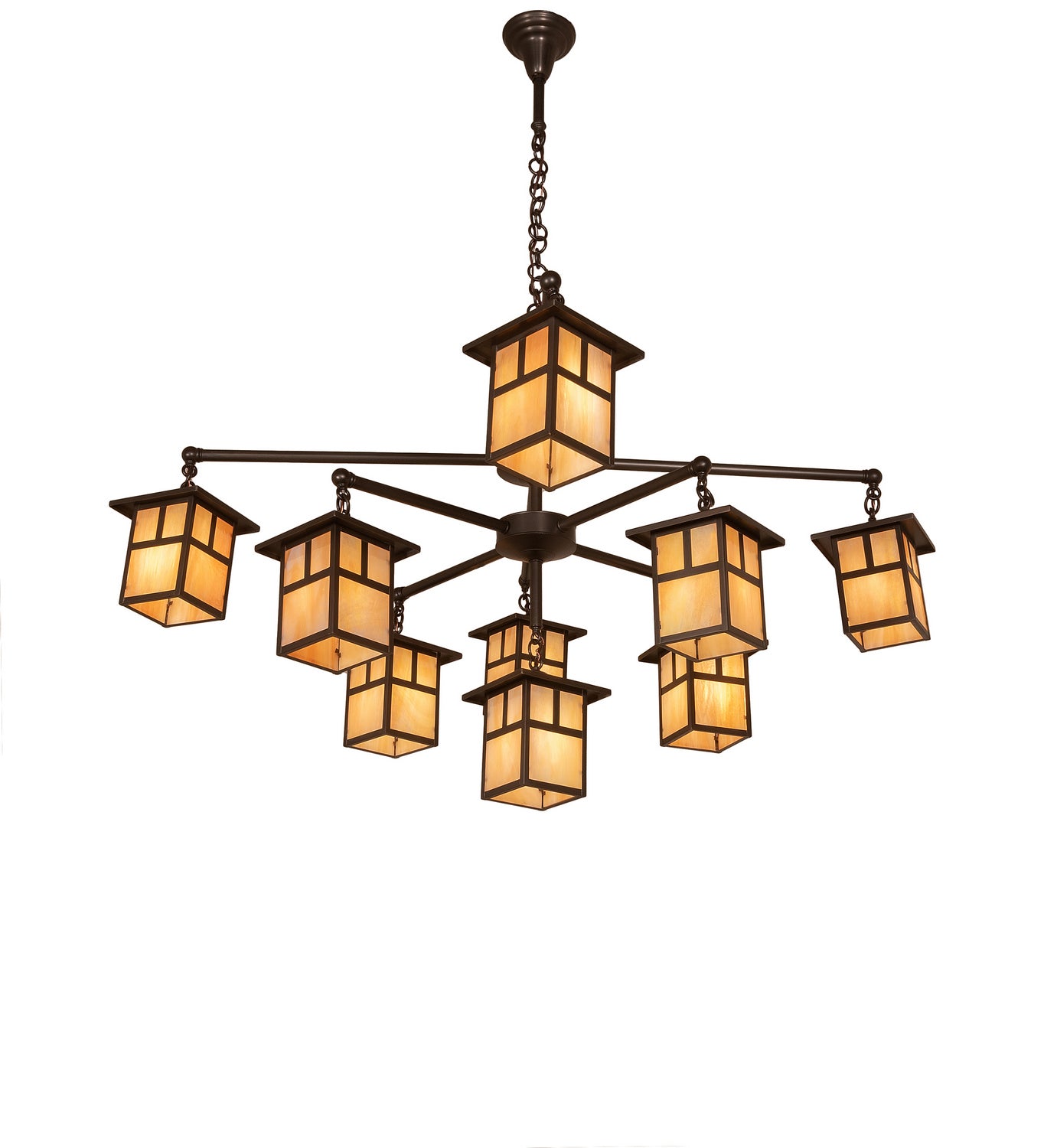 Meyda Tiffany - 247801 - Nine Light Chandelier - Hyde Park - Craftsman Brown & Oil Rubbed Bronze