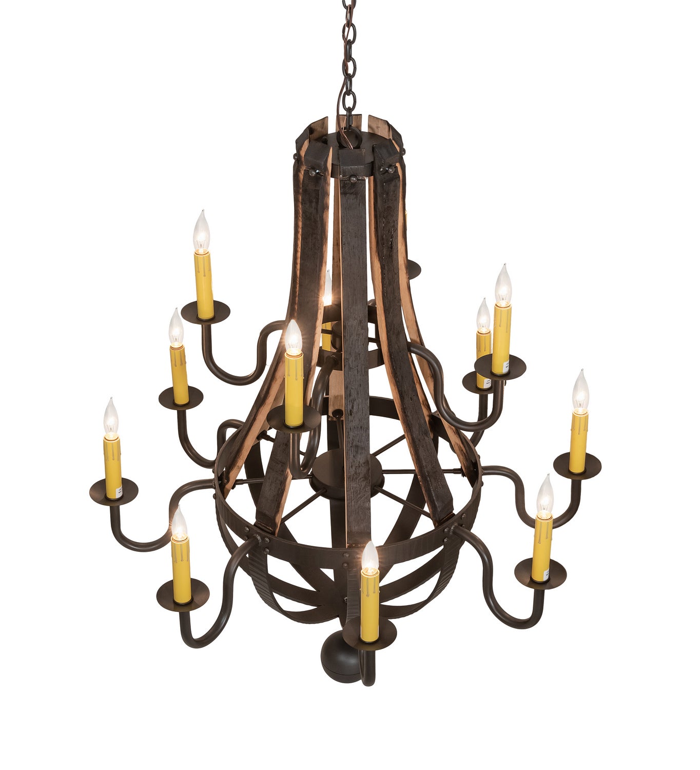 Meyda Tiffany - 247815 - 12 Light Chandelier - Barrel Stave - Wrought Iron