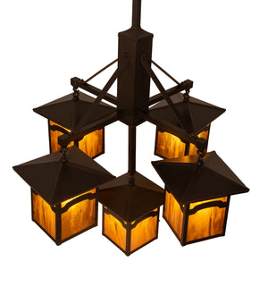 Meyda Tiffany - 248516 - Five Light Chandelier - Seneca - Craftsman Brown On Brass