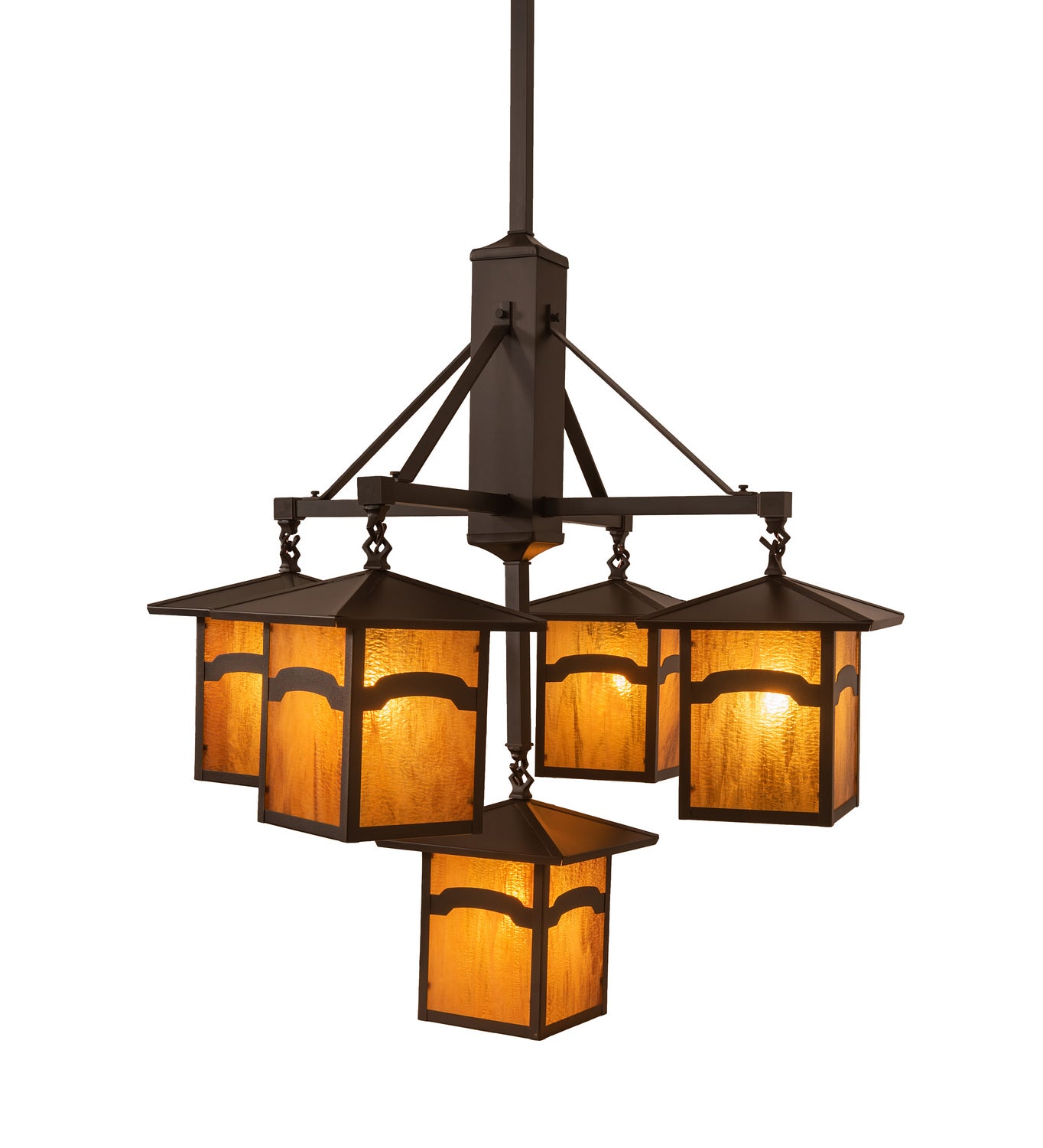 Meyda Tiffany - 248516 - Five Light Chandelier - Seneca - Craftsman Brown On Brass