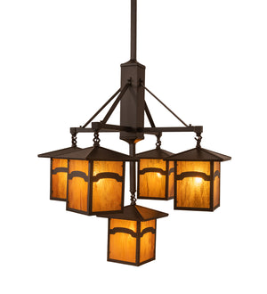 Meyda Tiffany - 248516 - Five Light Chandelier - Seneca - Craftsman Brown On Brass