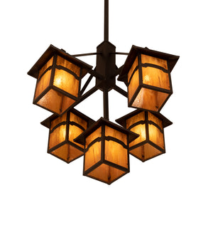 Meyda Tiffany - 248516 - Five Light Chandelier - Seneca - Craftsman Brown On Brass