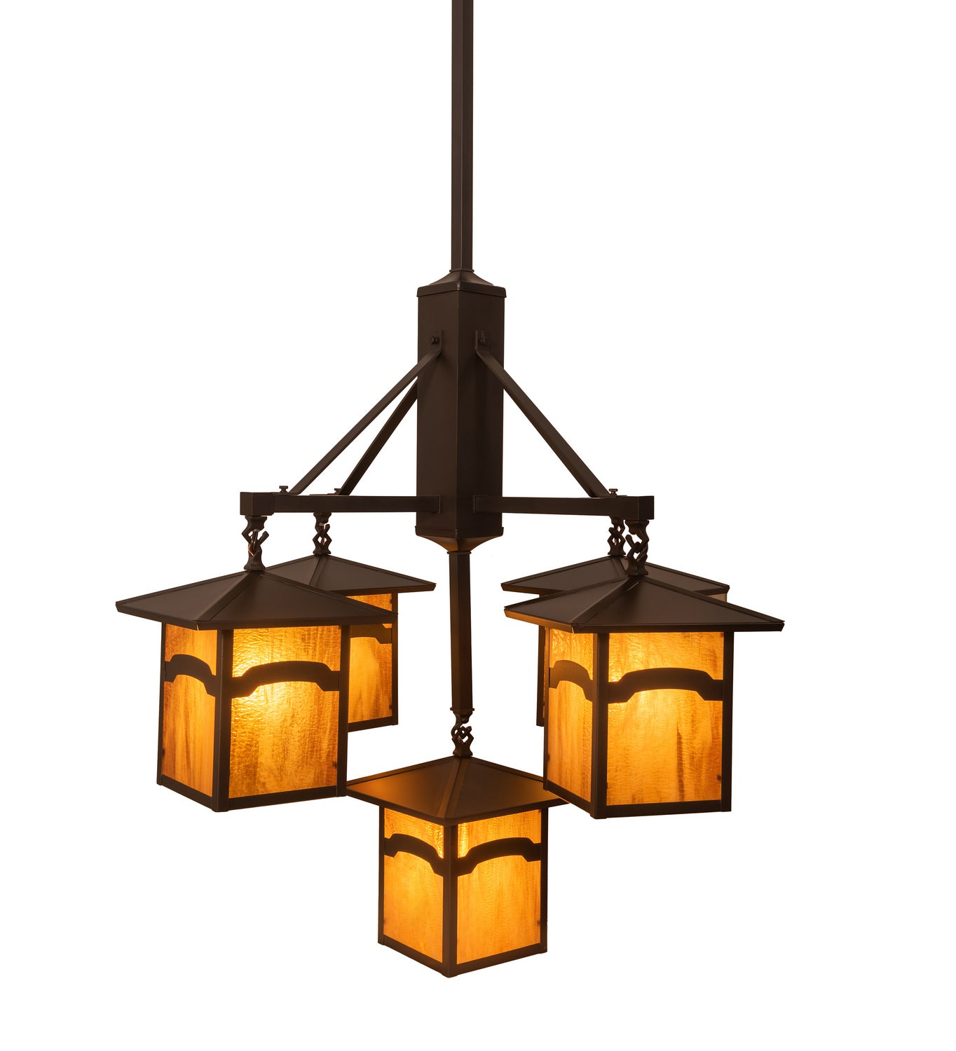 Meyda Tiffany - 248516 - Five Light Chandelier - Seneca - Craftsman Brown On Brass