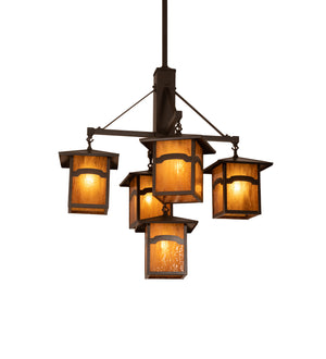 Meyda Tiffany - 248516 - Five Light Chandelier - Seneca - Craftsman Brown On Brass