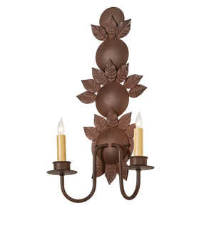 Meyda Tiffany - 249397 - Two Light Wall Sconce - Tole Leaf - Wrought Iron On Rust