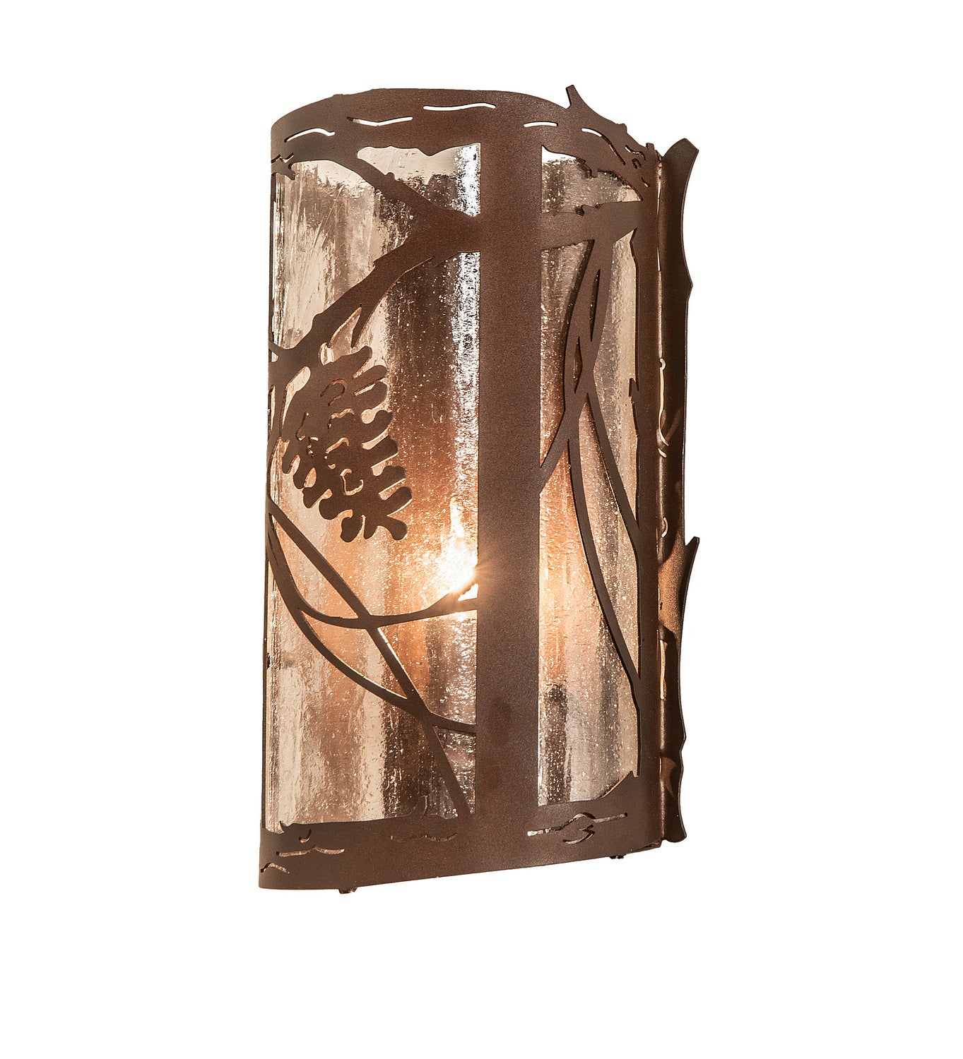 Meyda Tiffany - 250106 - One Light Wall Sconce - Whispering Pines - Wrought Iron On Rust