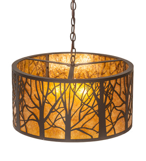 Meyda Tiffany - 251387 - Three Light Pendant - Winter Maple - Oil Rubbed Bronze