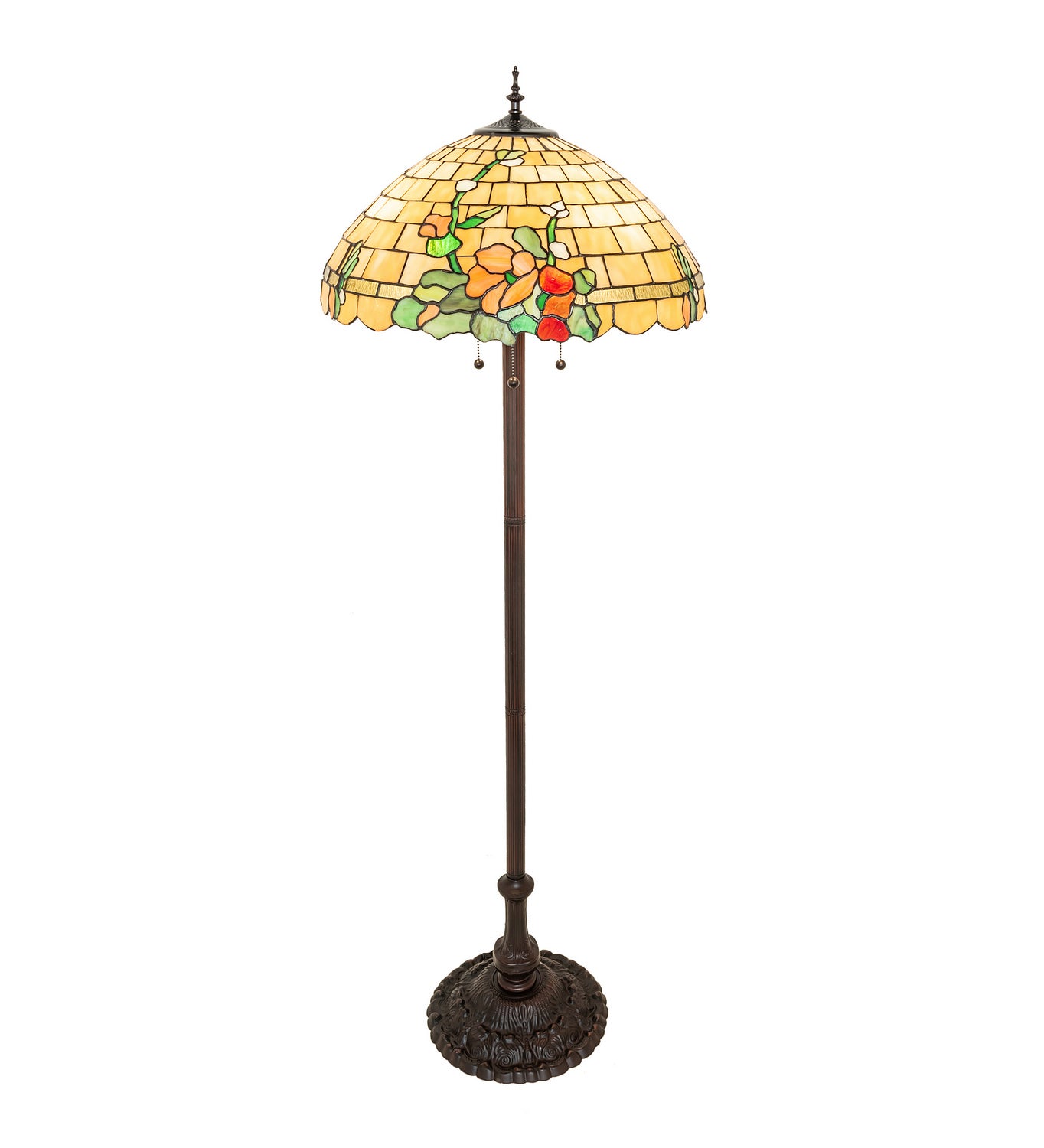 Meyda Tiffany - 253416 - Three Light Floor Lamp - Duffner & Kimberly Hollyhock - Mahogany Bronze