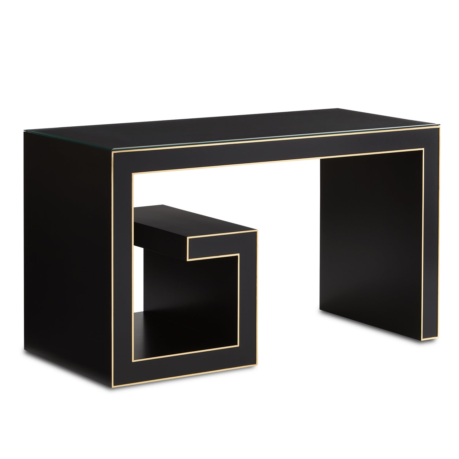 Currey and Company - 3000-0213 - Writing Desk - Barry Goralnick - Caviar Black/Gold