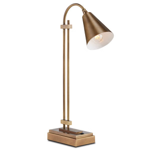 Currey and Company - 6000-0782 - One Light Desk Lamp - Symmetry - Antique Brass