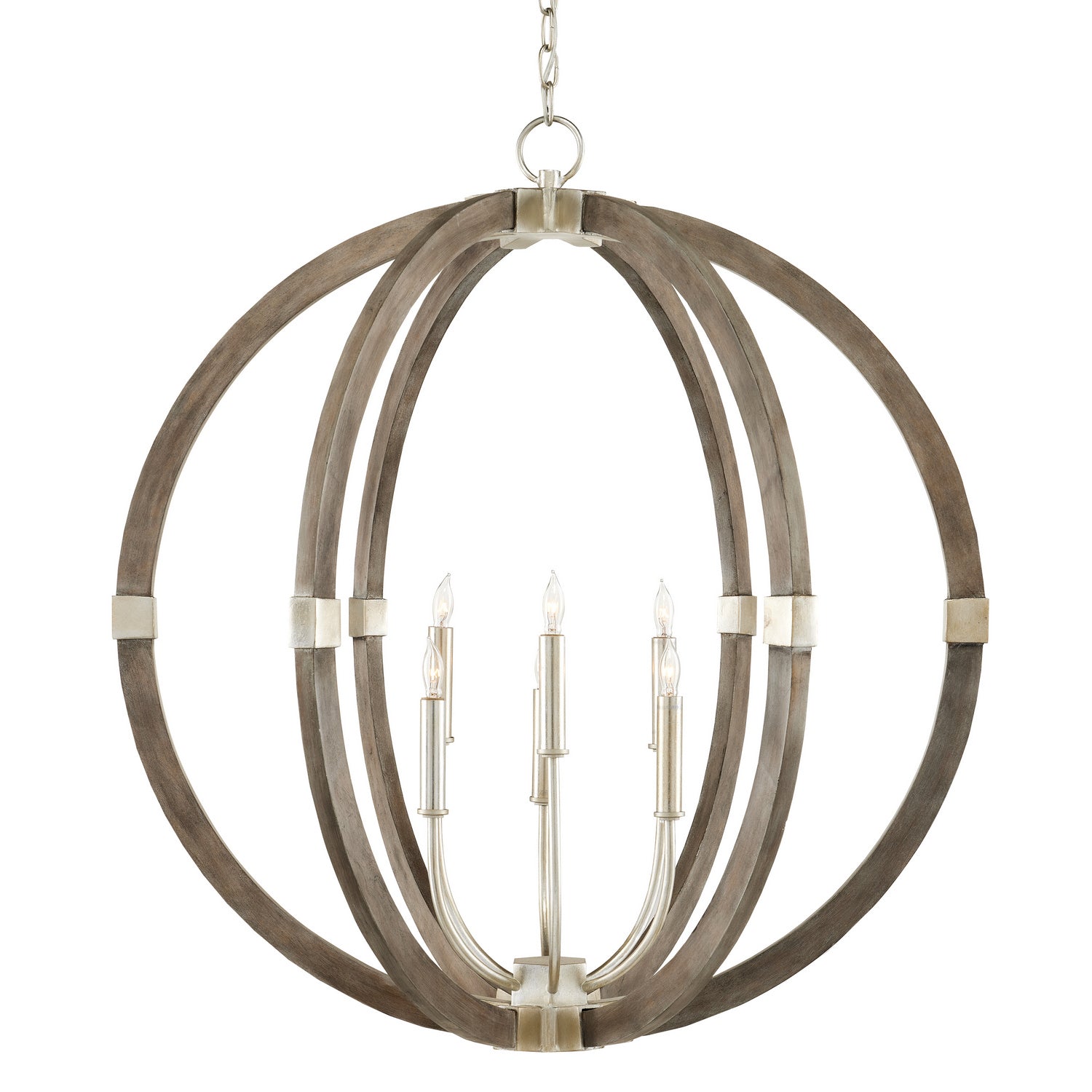 Currey and Company - 9000-0941 - Six Light Chandelier - Bastian - Contemporary Silver Leaf/Chateau Gray