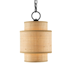 Currey and Company - 9000-0944 - One Light Pendant - Mathias - Natural/Satin Black