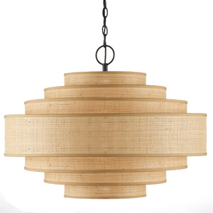 Currey and Company - 9000-0946 - Six Light Chandelier - Maura - Natural/Satin Black