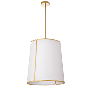 Dainolite Ltd - NDR-183P-GLD-WH - Three Light Pendant - Notched Drum - White