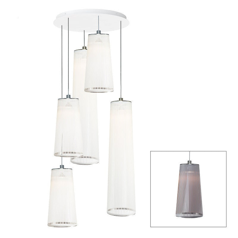Pablo Designs - SOLI CHAN MIX 24/48 - 5 SLV - One Light Chandelier - Solis - Silver