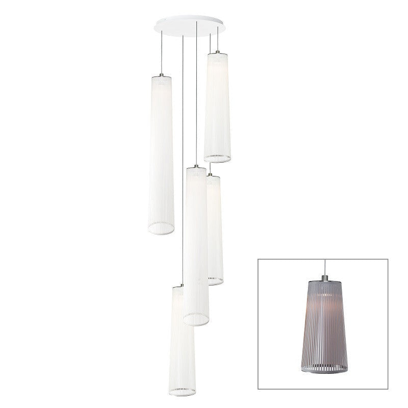 Pablo Designs - SOLI CHAN MIX 48/72 - 5 SLV - One Light Chandelier - Solis - Silver