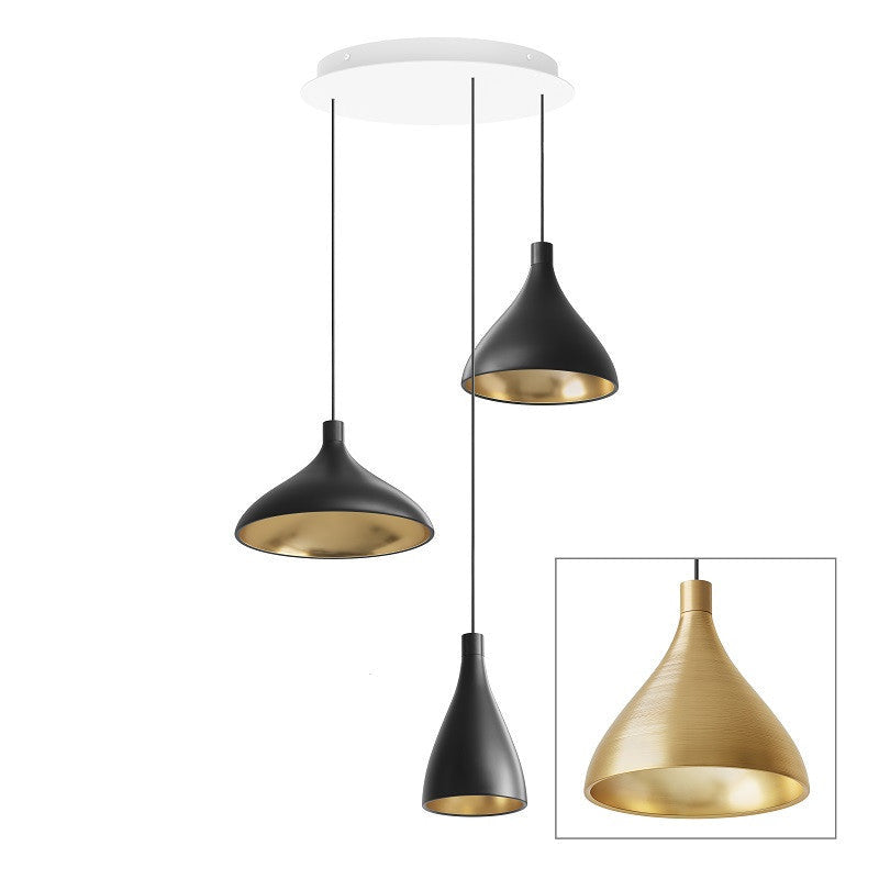 Pablo Designs - SWEL CHAN 1 MIX BRA/BRA - LED Chandelier - Swell - Brass/ Brass