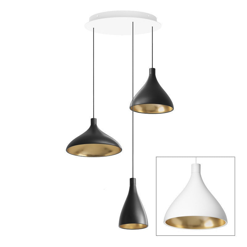 Pablo Designs - SWEL CHAN 1 MIX WHT/BRA - LED Chandelier - Swell - White/ Brass