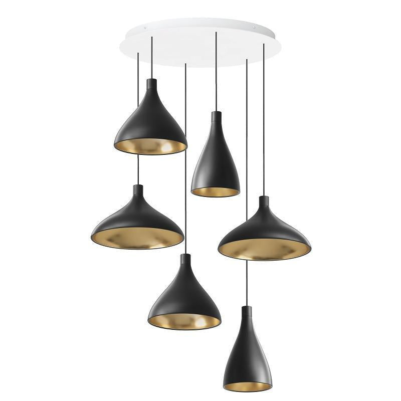 Pablo Designs - SWEL CHAN 2 MIX BLK/BRA - LED Chandelier - Swell - Black/ Brass