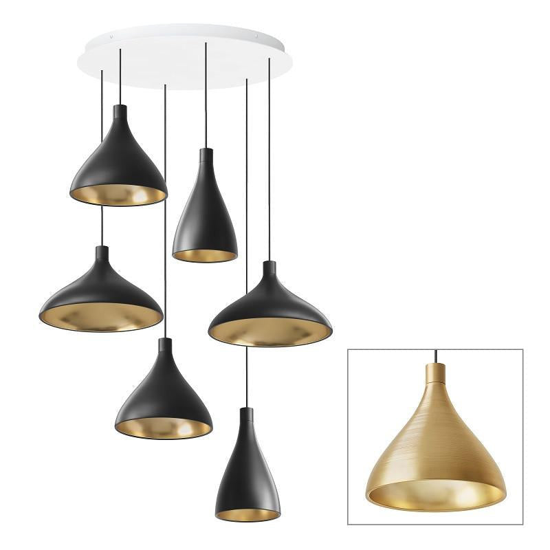 Pablo Designs - SWEL CHAN 2 MIX BRA/BRA - LED Chandelier - Swell - Brass/ Brass