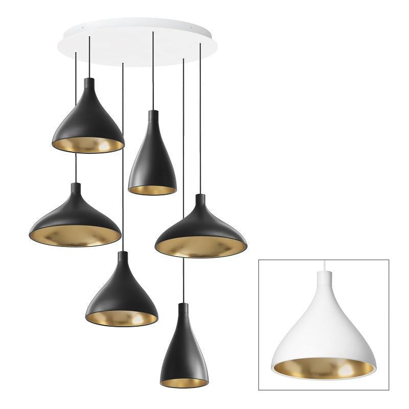 Pablo Designs - SWEL CHAN 2 MIX WHT/BRA - LED Chandelier - Swell - White/ Brass