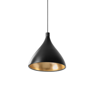Pablo Designs - SWEL SNG XL MED BLK/BRA - LED Pendant - Swell - Black/ Brass