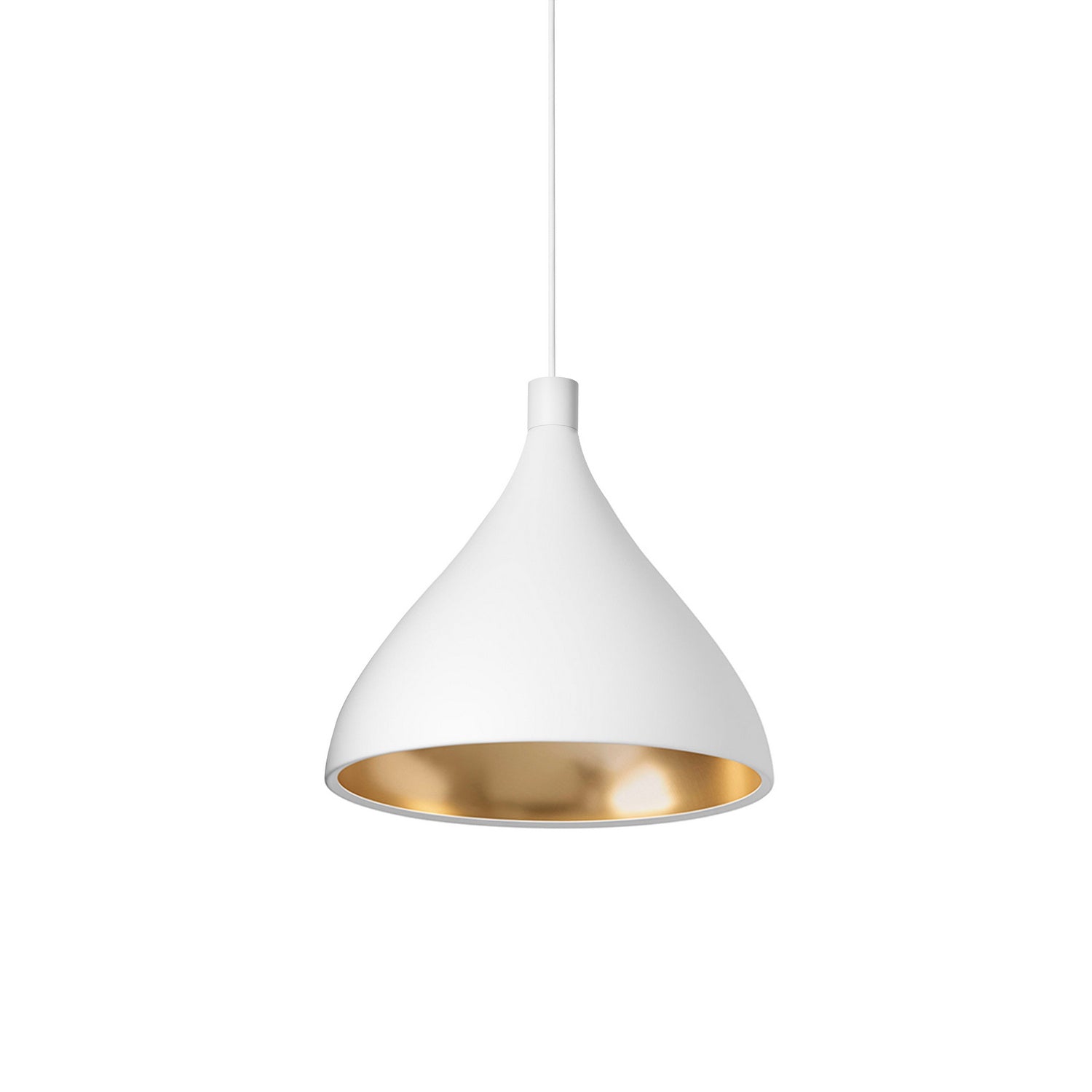 Pablo Designs - SWEL SNG XL MED WHT/BRA - LED Pendant - Swell - White/ Brass