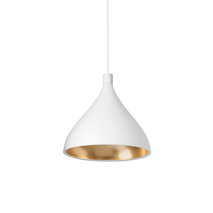 Pablo Designs - SWEL SNG XL MED WHT/BRA - LED Pendant - Swell - White/ Brass