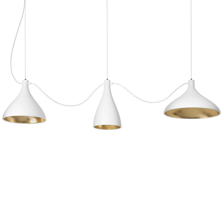 Pablo Designs - SWEL STR MIX WHT/BRA - LED Chandelier - Swell - White/ Brass