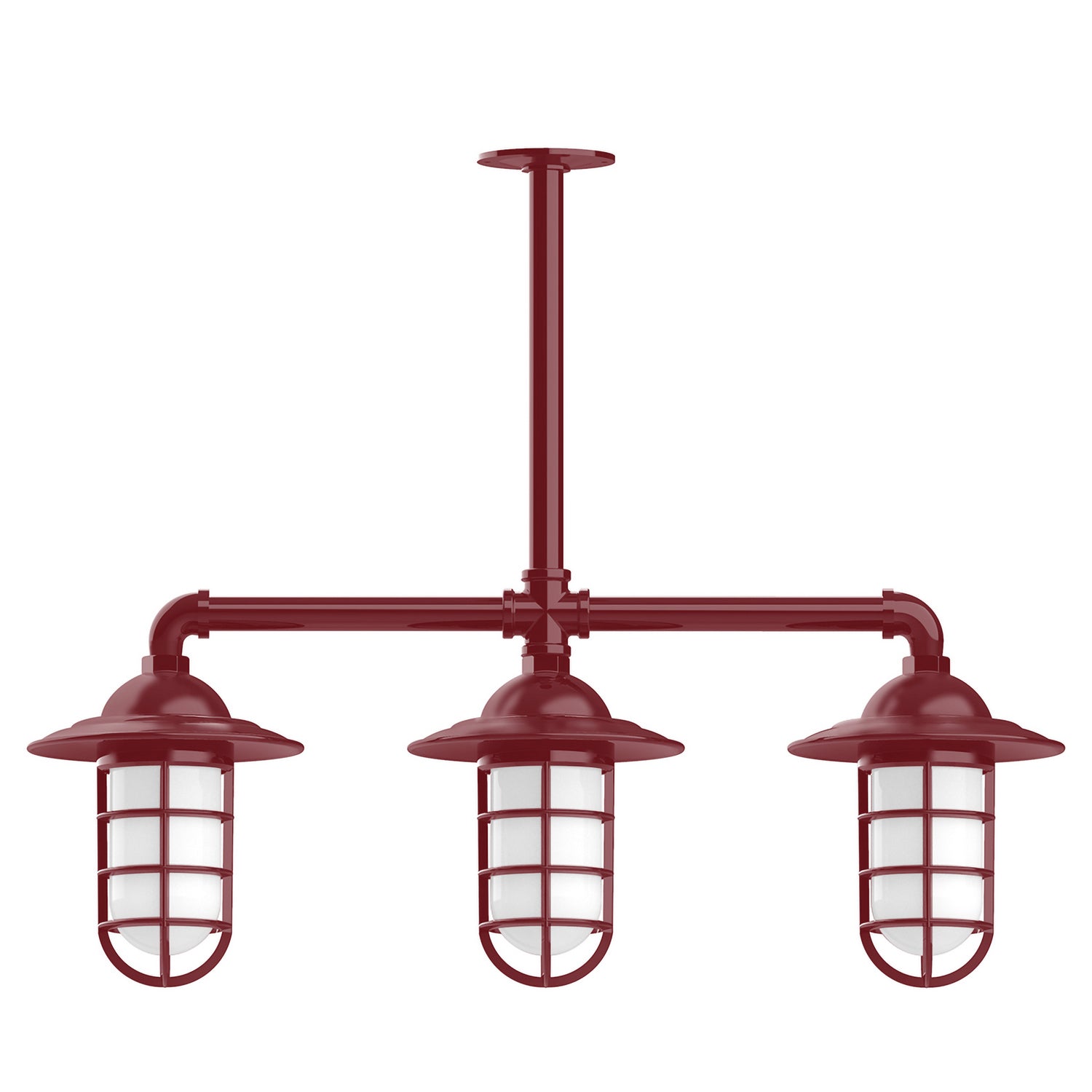 Montclair Light Works - MSK052-55-T24 - Three Light Pendant - Vaportite - Barn Red