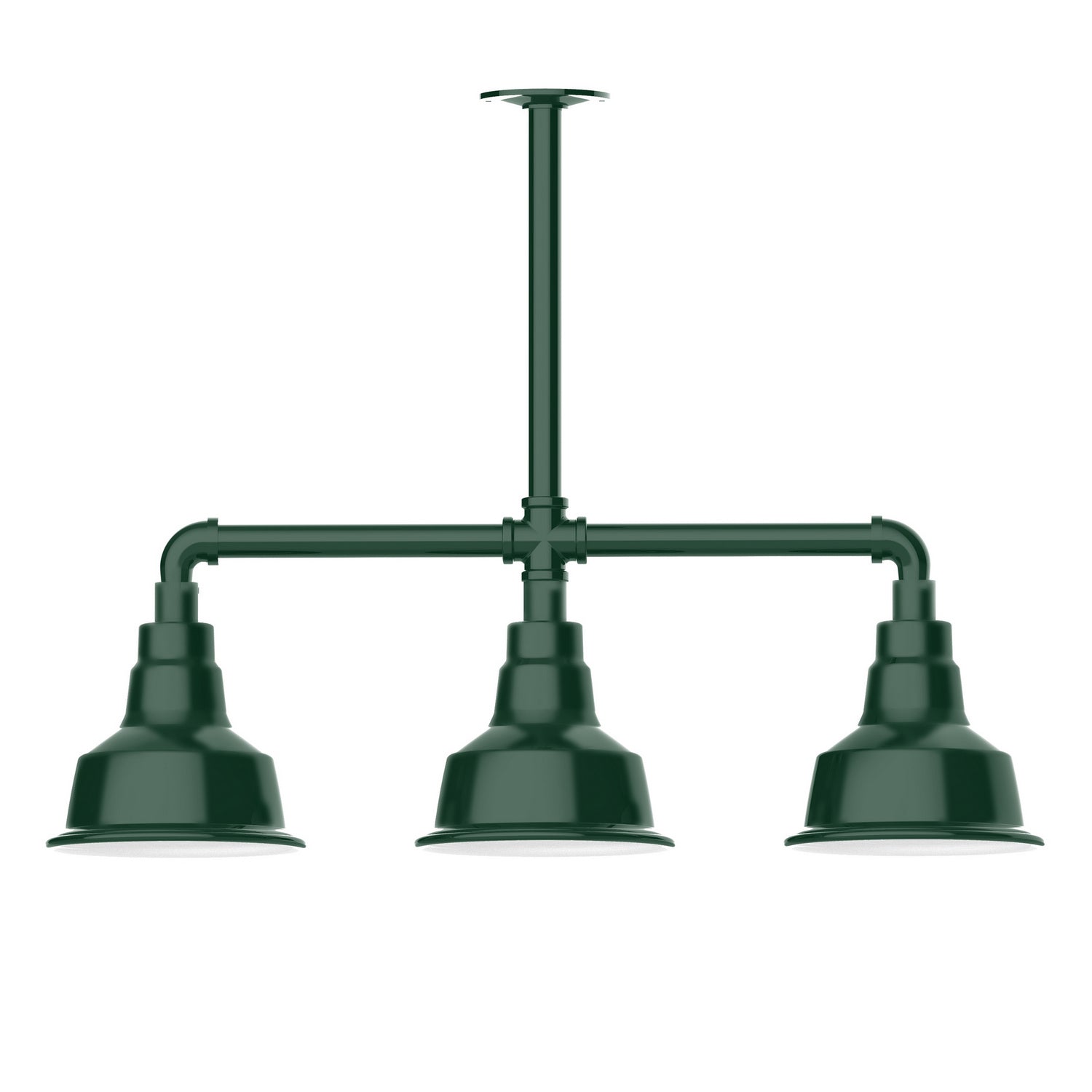 Montclair Light Works - MSK180-42-T24 - Three Light Pendant - Warehouse - Forest Green