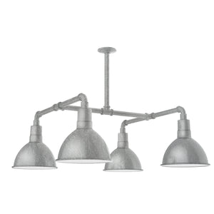 Montclair Light Works - MSP115-49-T24 - Four Light Pendant - Deep Bowl - Painted Galvanized