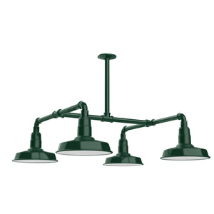 Montclair Light Works - MSP181-42-T24 - Four Light Pendant - Warehouse - Forest Green