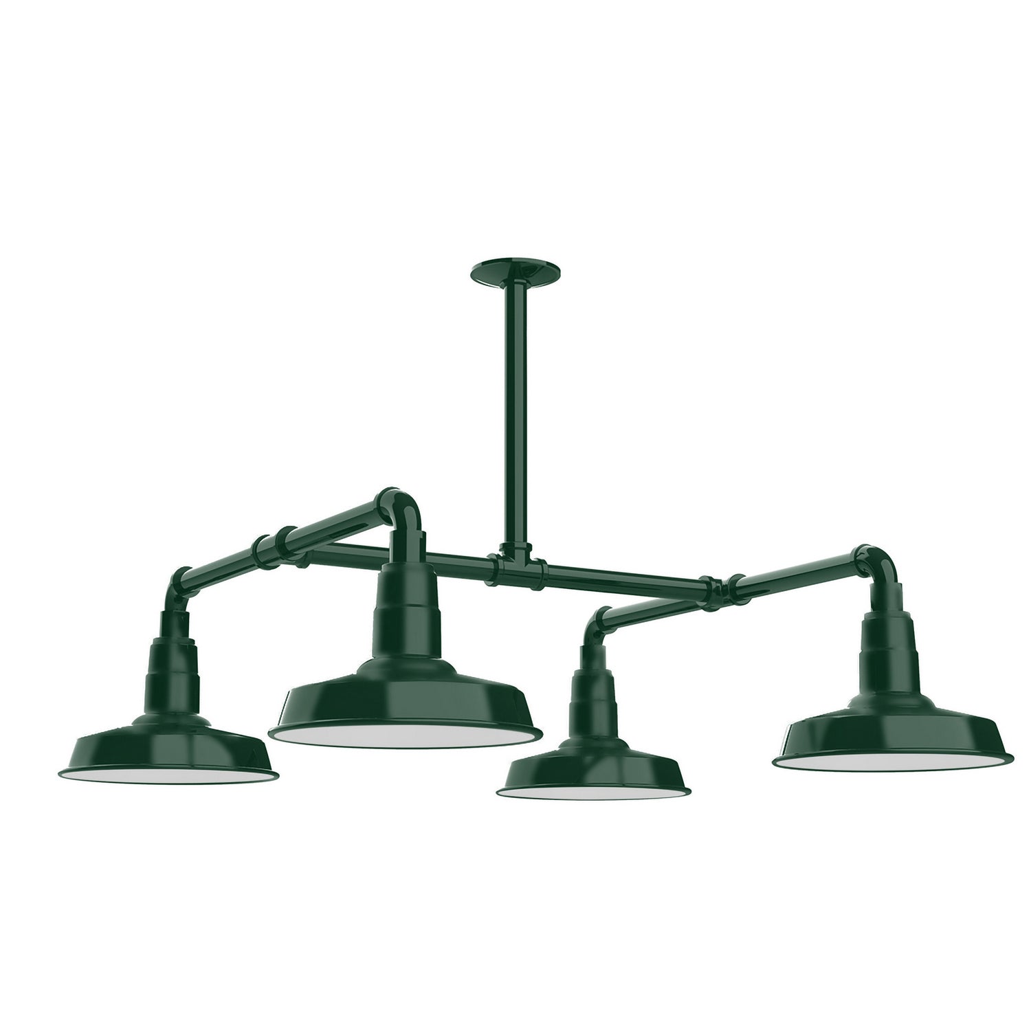 Montclair Light Works - MSP181-42-T36 - Four Light Pendant - Warehouse - Forest Green