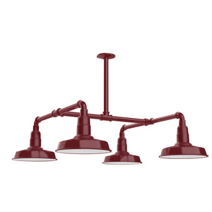 Montclair Light Works - MSP181-55-T36 - Four Light Pendant - Warehouse - Barn Red