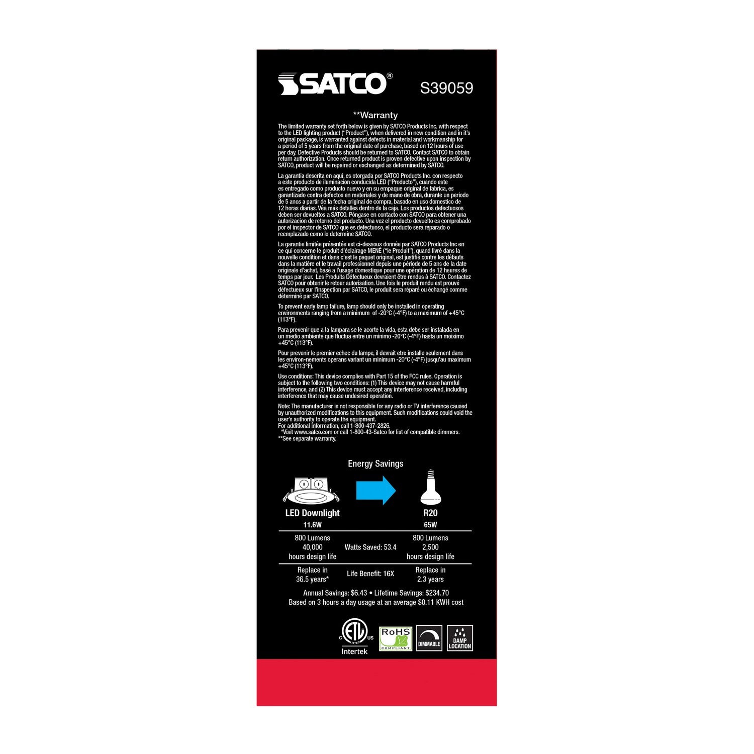 Satco - S39059 - LED Downlight - White