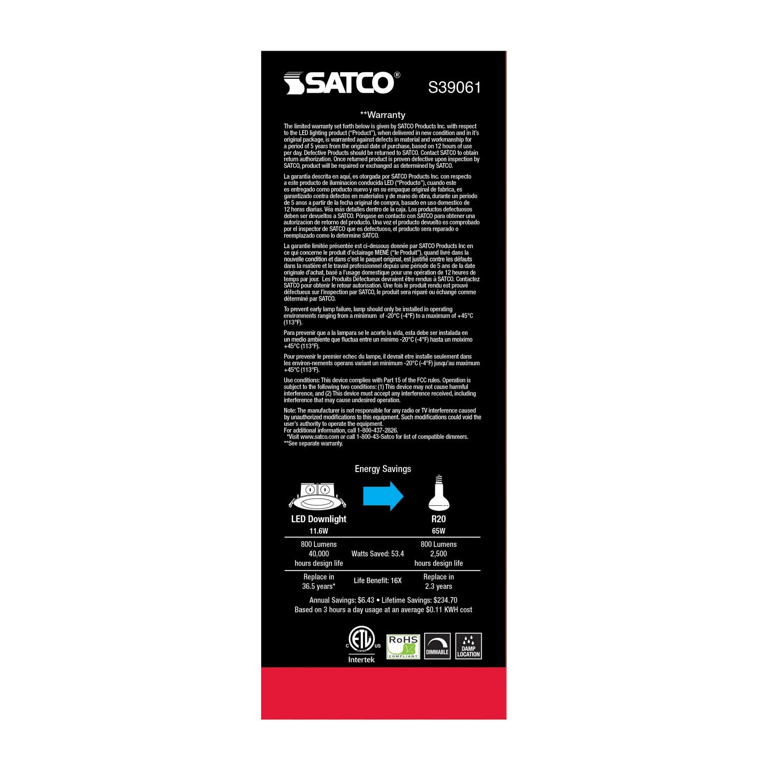Satco - S39061 - LED Downlight - White