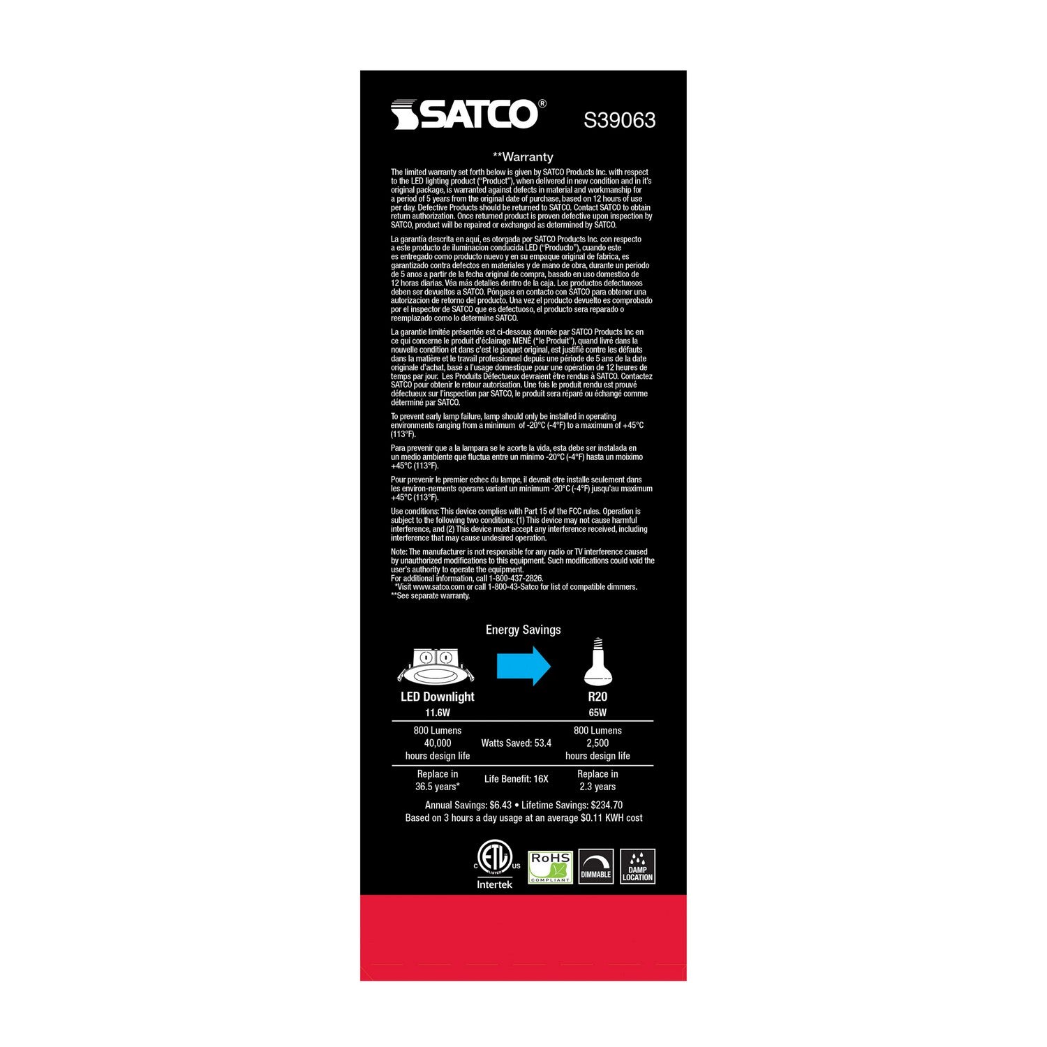 Satco - S39063 - LED Downlight - White