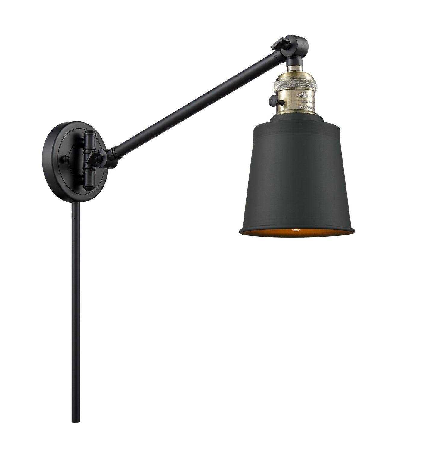 Innovations - 237-BAB-M9-BK-LED - LED Swing Arm Lamp - Franklin Restoration - Black Antique Brass