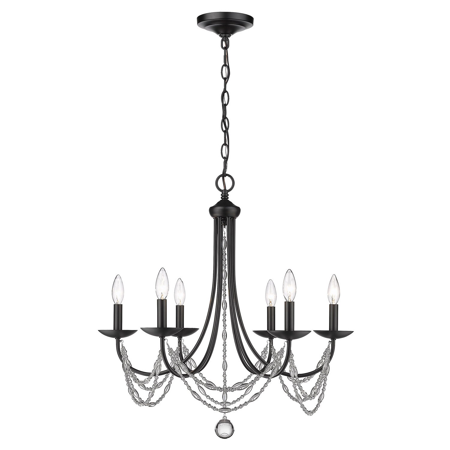 Golden - 7644-6 BLK - Six Light Chandelier - Mirabella BLK - Matte Black