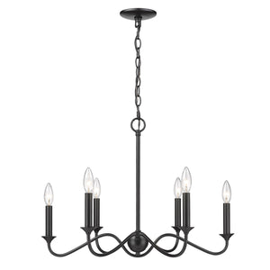 Golden - 8316-6 BLK - Six Light Chandelier - Tierney - Matte Black