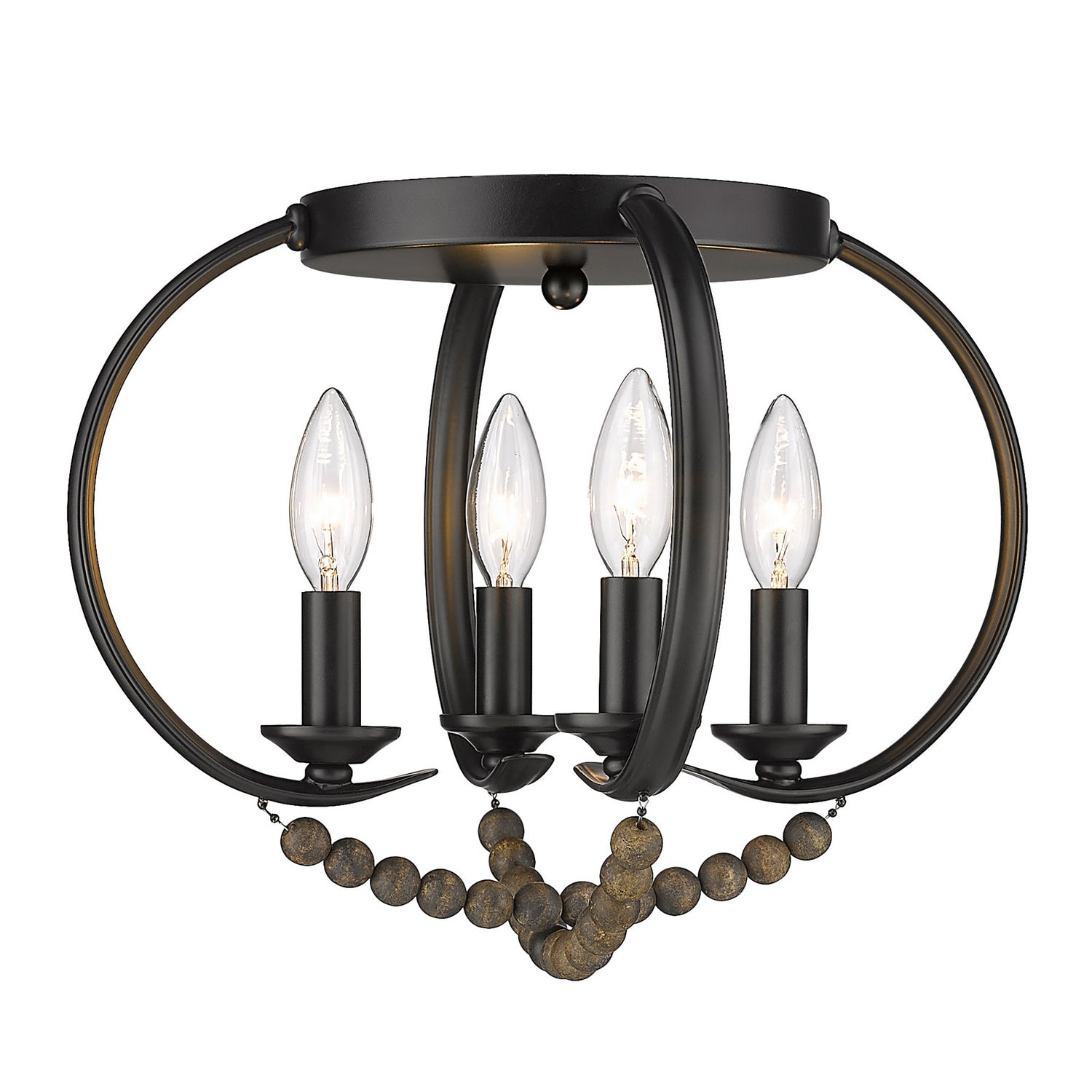 Golden - 8320-FM BLK-EWB - Four Light Flush Mount - Flori - Matte Black