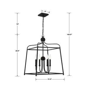 Crystorama - 2244-BF_NOSHADE - Four Light Chandelier - Sylvan - Black Forged