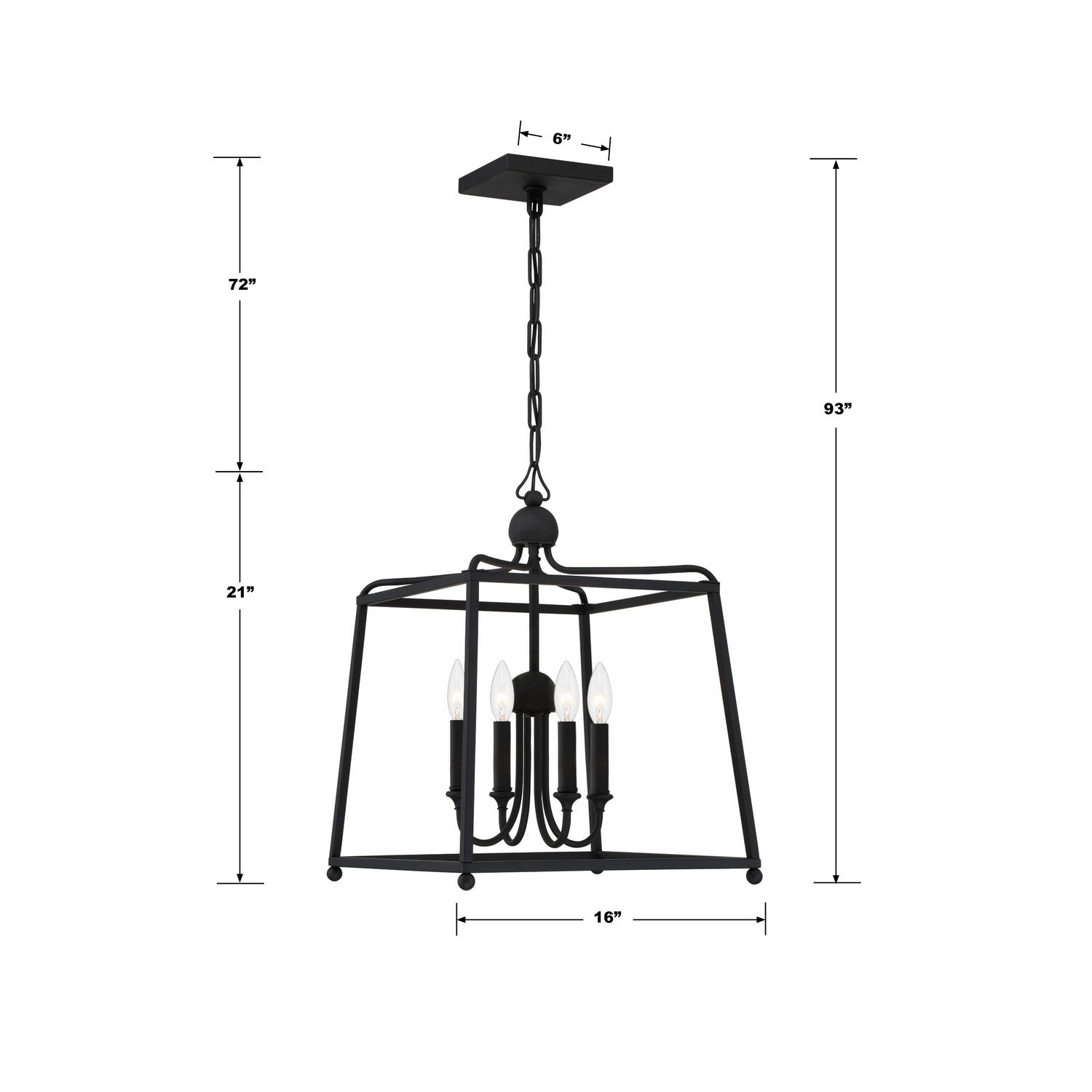 Crystorama - 2245-BF_NOSHADE - Four Light Chandelier - Sylvan - Black Forged