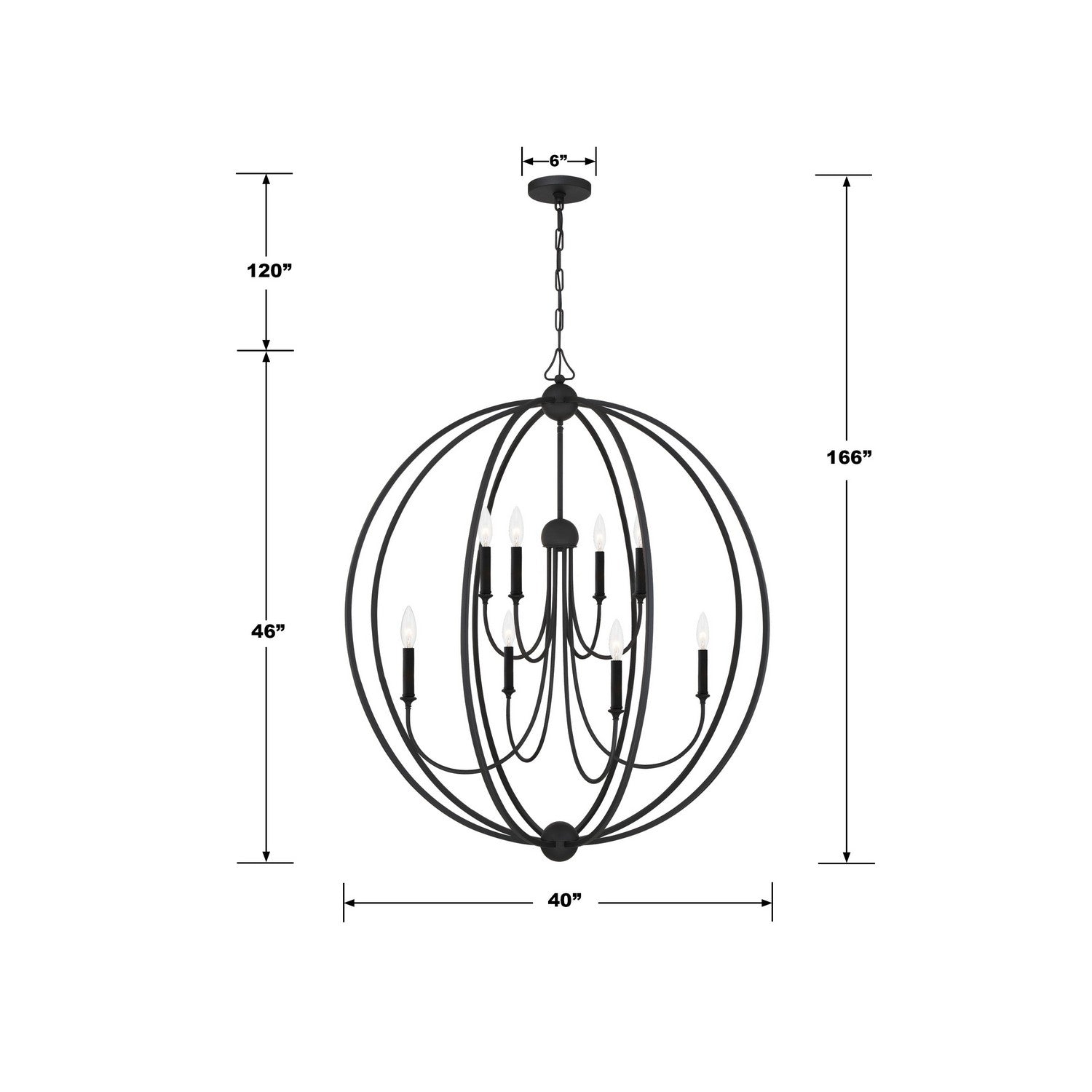 Crystorama - 2246-BF_NOSHADE - Eight Light Chandelier - Sylvan - Black Forged