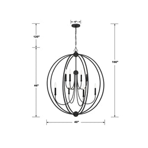 Crystorama - 2246-BF_NOSHADE - Eight Light Chandelier - Sylvan - Black Forged