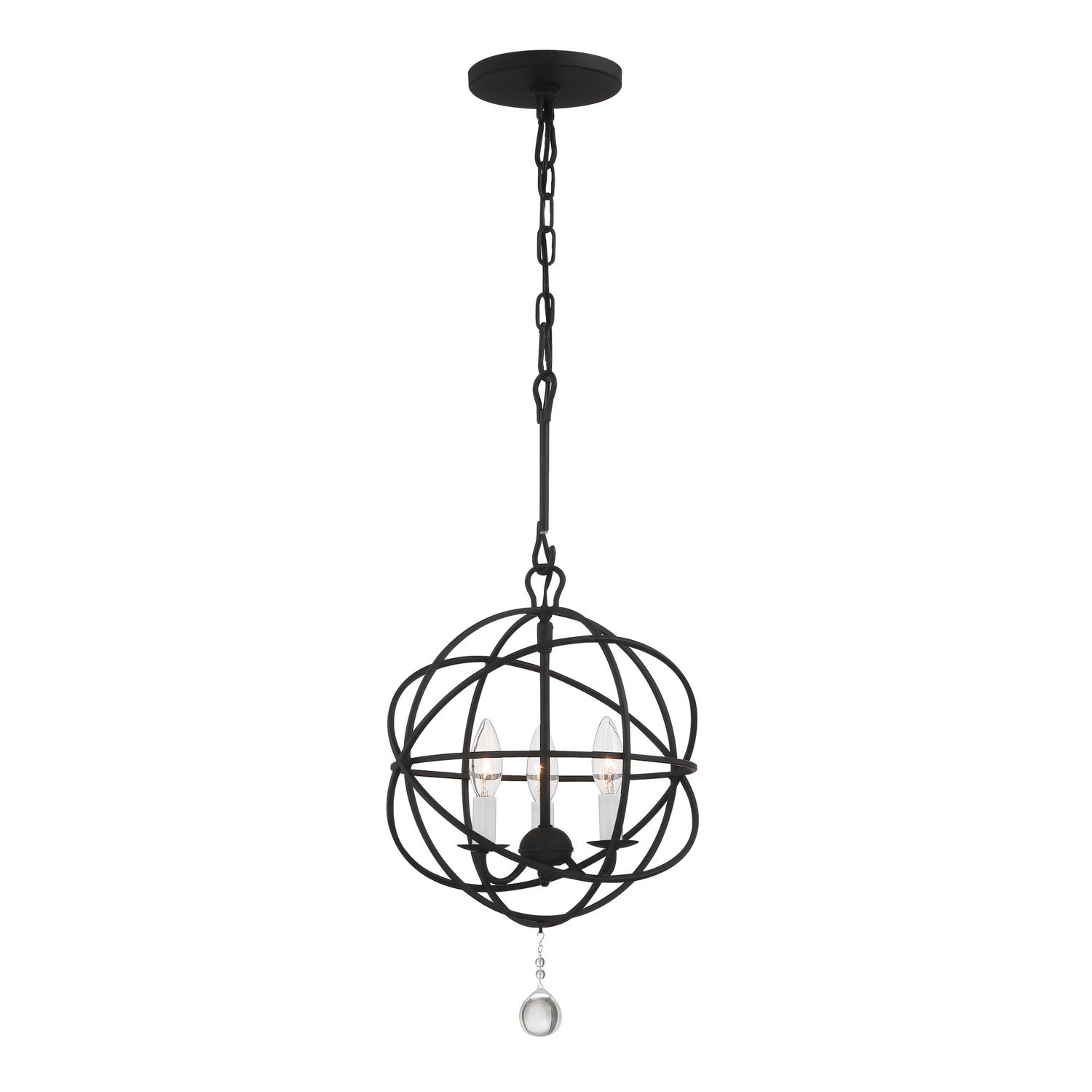 Crystorama - 9225-BK - Three Light Mini Chandelier - Solaris - Black