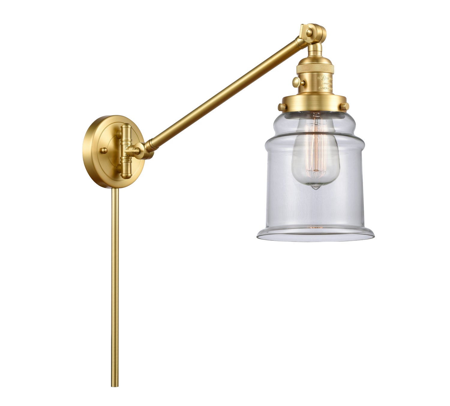 Innovations - 237-SG-G182 - One Light Swing Arm Lamp - Franklin Restoration - Satin Gold