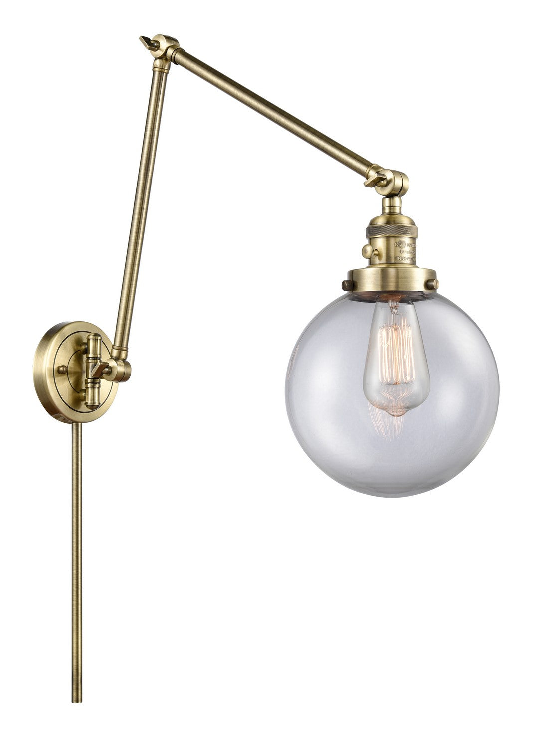 Innovations - 238-AB-G202-8-LED - LED Swing Arm Lamp - Franklin Restoration - Antique Brass