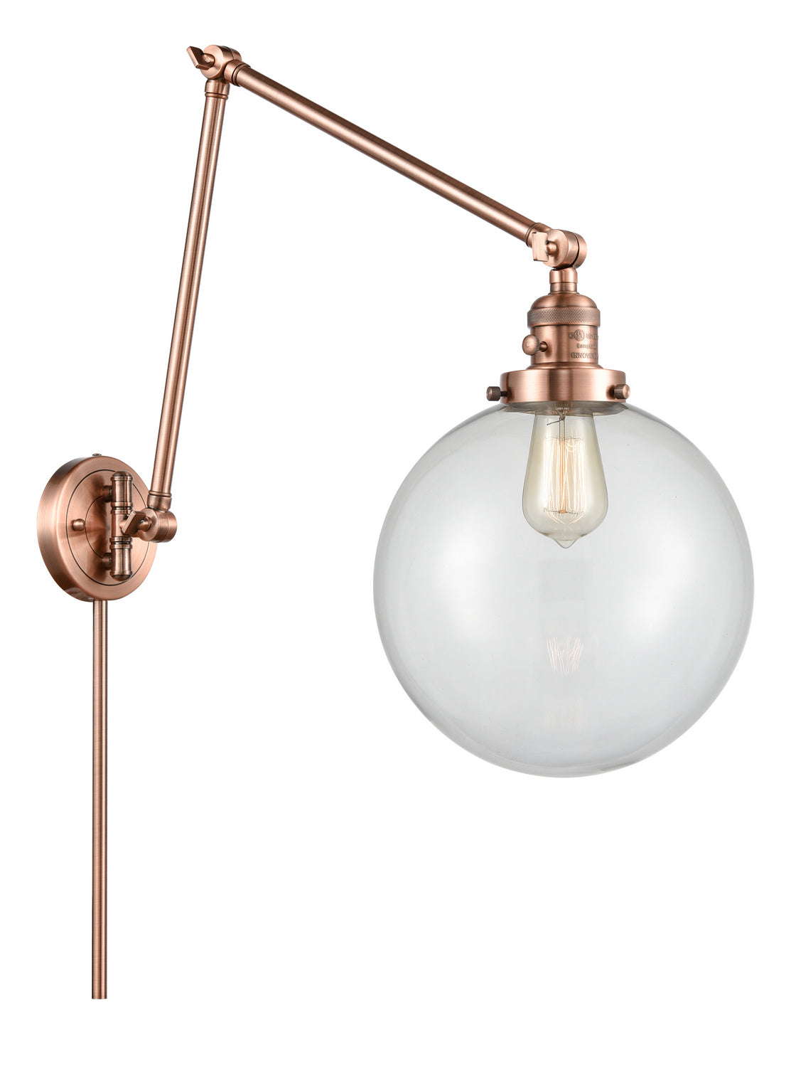 Innovations - 238-AC-G202-10 - One Light Swing Arm Lamp - Franklin Restoration - Antique Copper